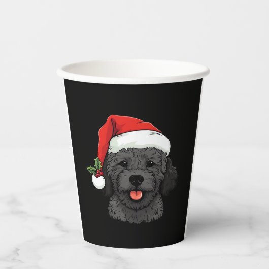 Christmas Doodle Oodle Dog - Schwarzer klassischer Pappbecher (Vorderseite)