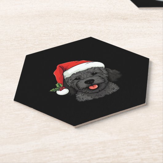 Christmas Doodle Oodle Dog - Schwarzer klassischer Untersetzer (angewinkelt)