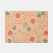 Christmas Doodle Pattern | Snowmen, Trees & Candy  Fußmatte (Vorderseite)