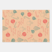 Christmas Doodle Pattern | Snowmen, Trees & Candy Geschenkpapier Set (Vorderseite)