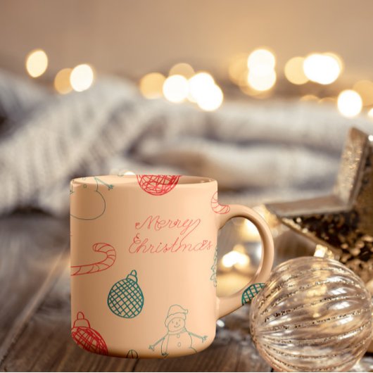 Christmas Doodle Pattern | Snowmen, Trees & Candy  Kaffeetasse