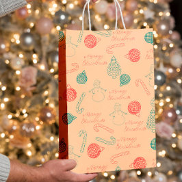 Christmas Doodle Pattern | Snowmen, Trees & Candy  Mittlere Geschenktüte