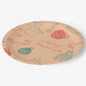 Christmas Doodle Pattern | Snowmen, Trees & Candy  Pappteller (Schrägansicht)