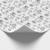 Christmas Doodle Snowman Funny Black und White Geschenkpapier (Ecke)