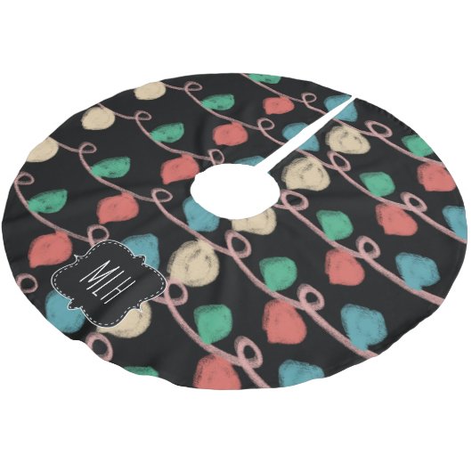 Christmas Doodles String Lights Family Initial Polyester Weihnachtsbaumdecke (Schrägansicht)