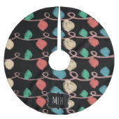Christmas Doodles String Lights Family Initial Polyester Weihnachtsbaumdecke (Vorderseite)