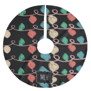 Christmas Doodles String Lights Family Initial Polyester Weihnachtsbaumdecke