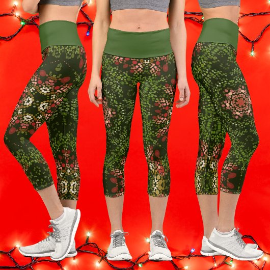 Christmas Dot Mandala Capri Leggings