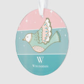 Christmas Dove Peace Liebe Monogram Pink Blue Ornament (Vorderseite)