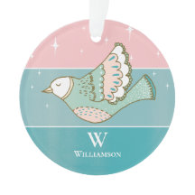 Christmas Dove Peace Liebe Monogram Pink Blue