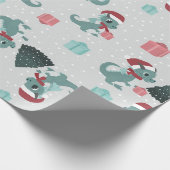 christmas dragon santa winter snow cute xmas geschenkpapier (Ecke)