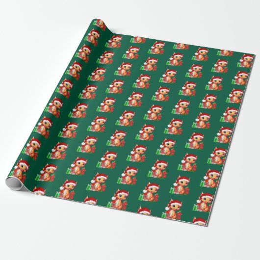 Christmas Dragon Wrapping paper Geschenkpapier (Ungerollt)