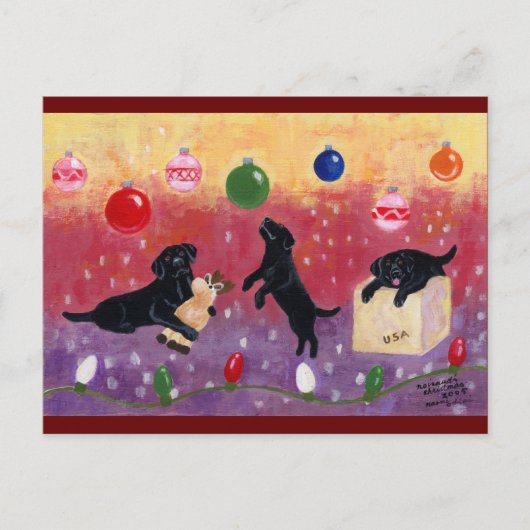 Christmas Dream Black Lab Feiertagspostkarte (Vorderseite)