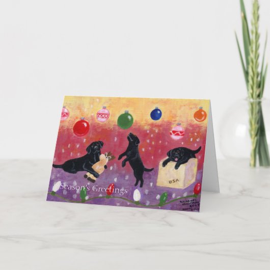 Christmas Dreaming Black Labrador Feiertagskarte (Vorderseite)