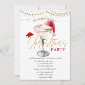 Christmas Drink Santa Hat Stars Christmas  Einladung (Vorderseite)