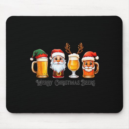 Christmas Drinking Merry Christmas Santa Beer Mousepad (Vorne)