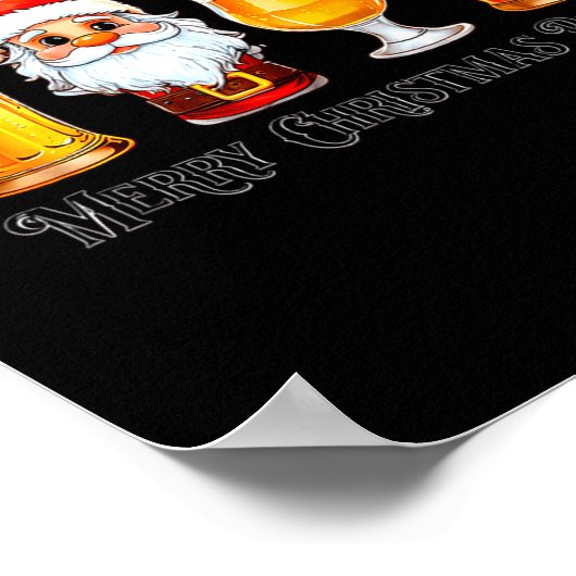 Christmas Drinking Merry Christmas Santa Beer Poster (Ecke)