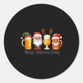 Christmas Drinking Merry Christmas Santa Beer Runder Aufkleber (Vorderseite)
