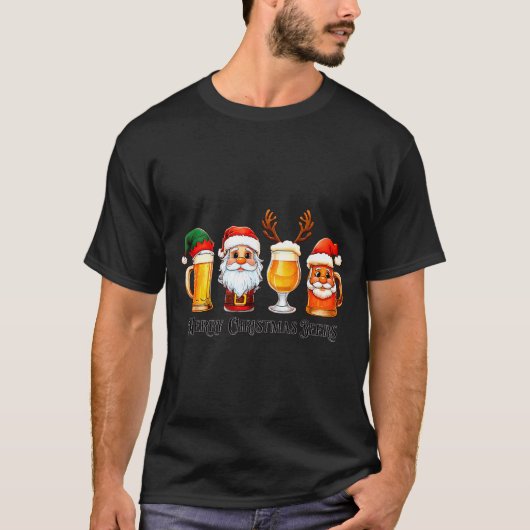 Christmas Drinking Merry Christmas Santa Beer T-Shirt (Vorderseite)
