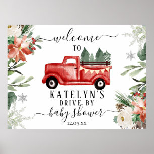 Christmas Drive By Baby Shower Welcome Sign Poster