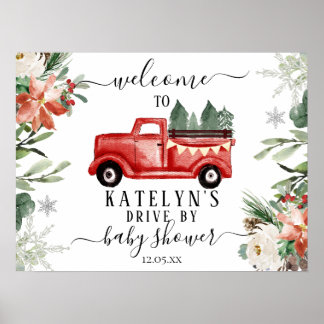Christmas Drive By Baby Shower Welcome Sign Poster