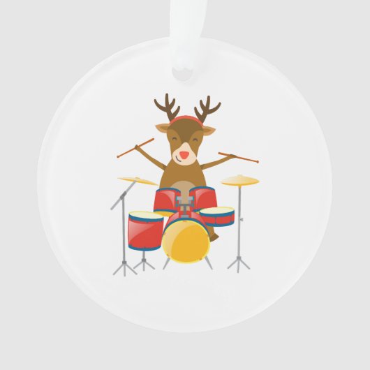 Christmas Drummer Reindeer Drum Set Holidays Ornament (Vorderseite)