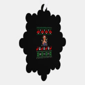 Christmas Drummer Reindeer Ornament Karte (Rechts)