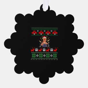 Christmas Drummer Reindeer Ornament Karte