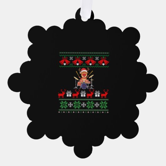 Christmas Drummer Reindeer Ornament Karte (Vorderseite)