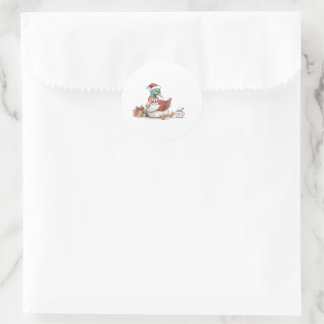 Christmas Duck Reading Book for Cozy Holiday Reade Runder Aufkleber
