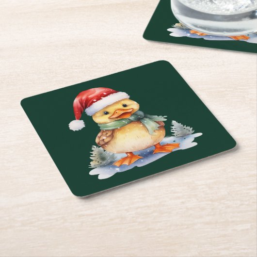 Christmas Duck Rechteckiger Pappuntersetzer (angewinkelt)