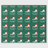 Christmas dwarf with hedgehog cartoon Christmas Geschenkpapier (Flach)