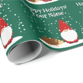 Christmas dwarf with hedgehog cartoon Christmas Geschenkpapier (Rolleneckpunkt)