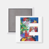 CHRISTMAS E LETTER / SANTA MIT CHRISTMAS TREM MAGNET (Vorderseite/Rückseite)