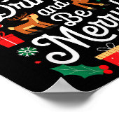 Christmas Eat Drink Be Merry Xmas Santa Reindeer S Poster (Ecke)