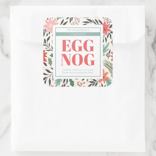 Christmas Eggnog Quadratischer Aufkleber (Tasche)
