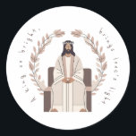 Christmas | Ein König, so hell | Jesus | Neutrale Runder Aufkleber<br><div class="desc">Ein König so hell,  bringt Liebe Licht! Christus ist König! Dieser Weihnachtsaufkleber zeigt ein neutrales Bild von Jesus und bietet eine Erinnerung der wahren Weihnachtsbegriffe. Fügen Sie es Weihnachtsgeschenke und Karten für eine religiöse Touch. Frohe Weihnachten!</div>