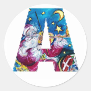 CHRISTMAS EIN SCHREIBEN / INSPIRIERTES SANTA-MONOG RUNDER AUFKLEBER