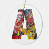 CHRISTMAS EIN SCHREIBEN / SANTA MIT GIFTS-MONOGRAM KERAMIKORNAMENT (Links)