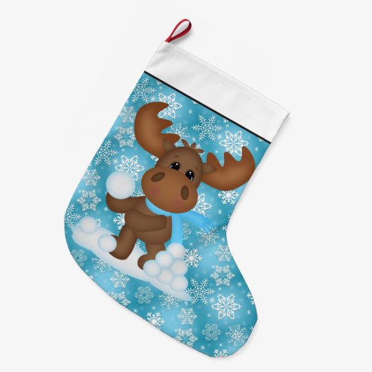 Christmas Elche Holiday Cartoon Strumpf Großer Weihnachtsstrumpf (Vorderansicht (hängend))