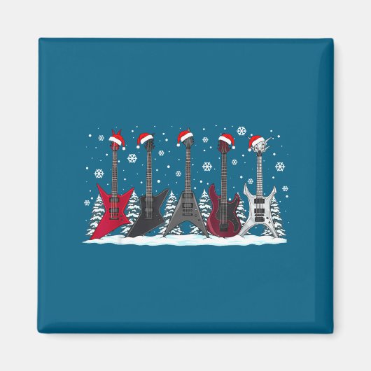 Christmas Electric Guitars Metalhead Guitarist Xma Magnet (Vorne)