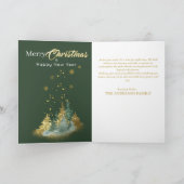 Christmas Elegance: Green and Gold Pine Tree Karte (Innenseite)