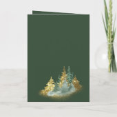 Christmas Elegance: Green and Gold Pine Tree Karte (Rückseite)