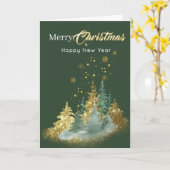 Christmas Elegance: Green and Gold Pine Tree Karte (Gelbe Blume)