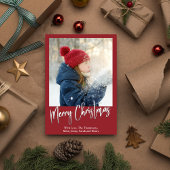 Christmas Elegant Winter Greenery Holly Photo Feiertagskarte