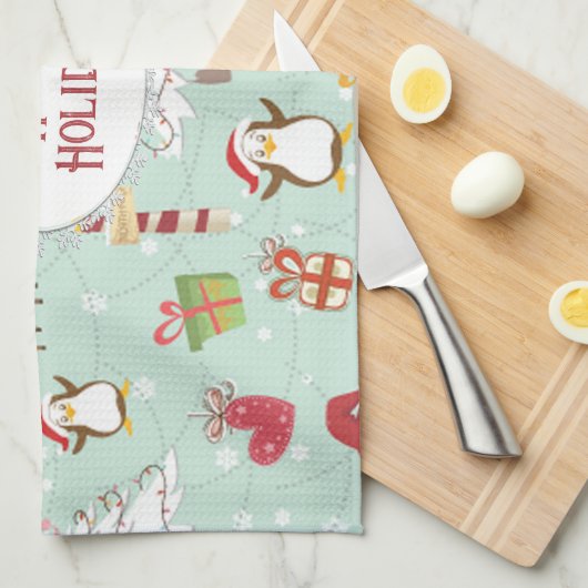 Christmas Elements Reindeer Elves Geschirrtuch (Viertel Falte)