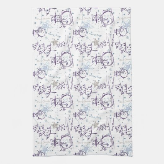 Christmas Elements Snowman Sketch Geschirrtuch (Vertikal)