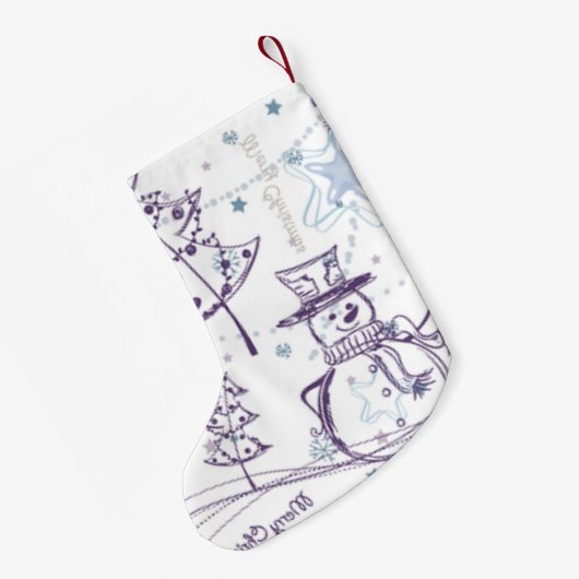 Christmas Elements Winter Snowman Sketch Kleiner Weihnachtsstrumpf (Rückseite (Hängend))