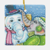CHRISTMAS ELEPHANT GEBÄUDE NIEDLICH PACHYDERM SNOW KERAMIKORNAMENT (Vorderseite)