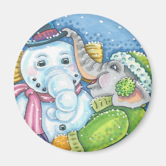 CHRISTMAS ELEPHANT GEBÄUDE NIEDLICH PACHYDERM SNOW MAGNET